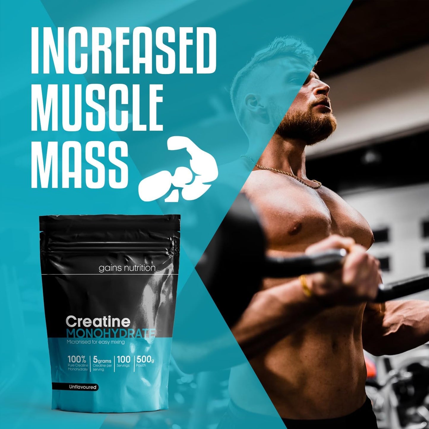 GN Creatine Powder | 500G High Strength Creatine Monohydrate Powder - 5G Creatine per Serving | Unflavoured Filler Free Creatine Monohydrate | Non-Gmo & Gluten Free