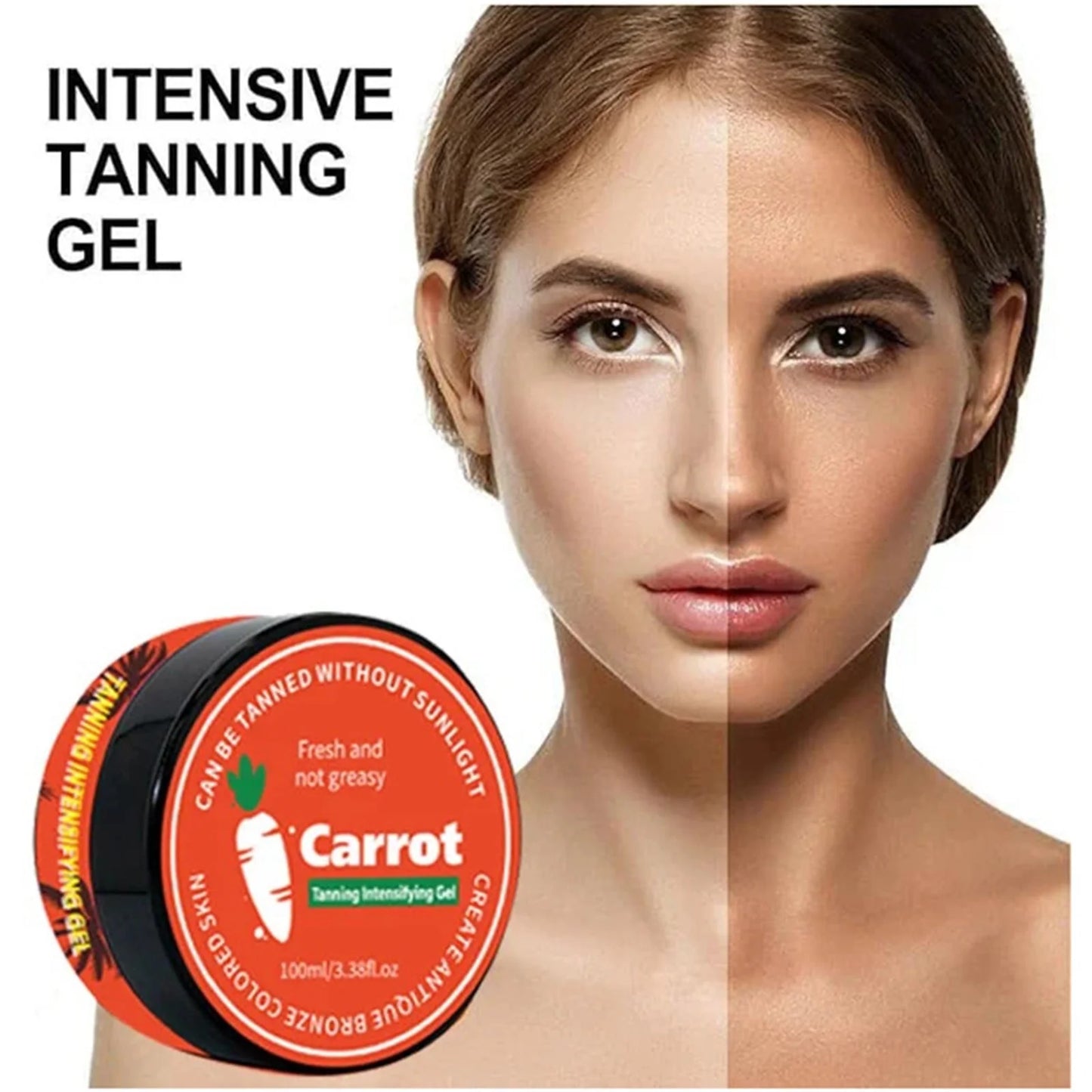 CARROT Tanning Intensifying Gel Peach Beauty Carrot Black Gel 100Ml/3.38Fl.Oz Lasting Gel Brown Tanning Gel for Body Indoor Outdoor Self Tanners Beach Women Men Fl Studio