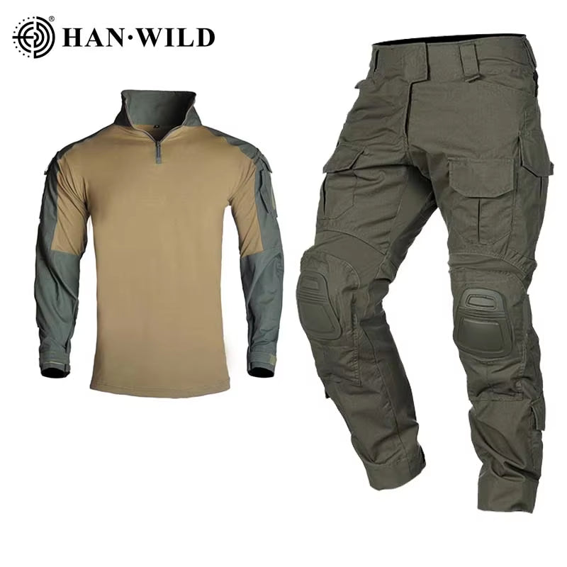 Airsoft Paintball Work Clothing Men Clothing Outdoor Tactical Shirts G3 Suits +Pads Hunting Clothes Hooded Coat Combat Uniform