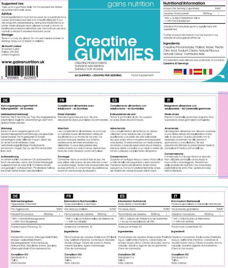 GN Creatine Gummies | 60 Chewable Creatine Gummies for Men & Women - 3000Mg Creatine Monohydrate per Serving | Berry Flavour, Non-Gmo & Suitable for Vegans & Vegetarians