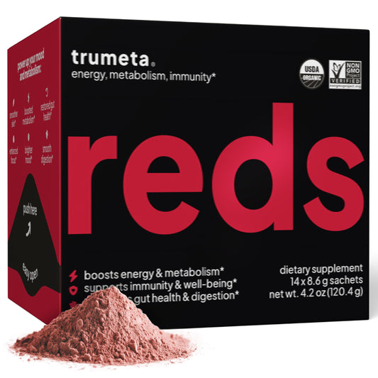 Super Reds Powder 14 Packets for Immune Support, Energy, Memory; Reds Superfood Powder Blend