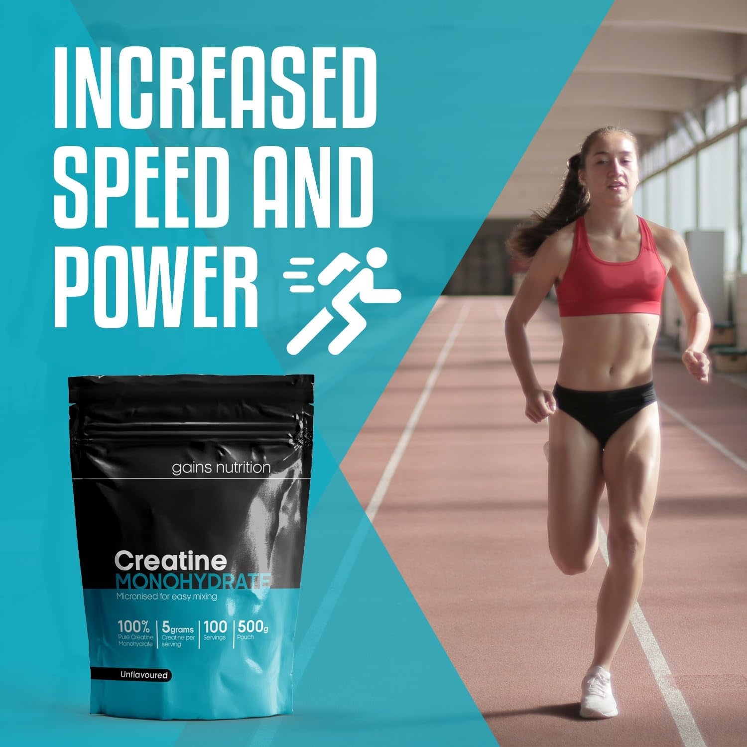 GN Creatine Powder | 500G High Strength Creatine Monohydrate Powder - 5G Creatine per Serving | Unflavoured Filler Free Creatine Monohydrate | Non-Gmo & Gluten Free