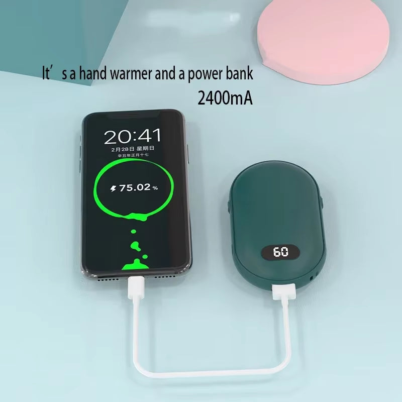 Hand Warmer USB Mobile Power Bank Charing Electric Hand Heater Warmer Mini Multi-Function Pocket Warmer Digital Display